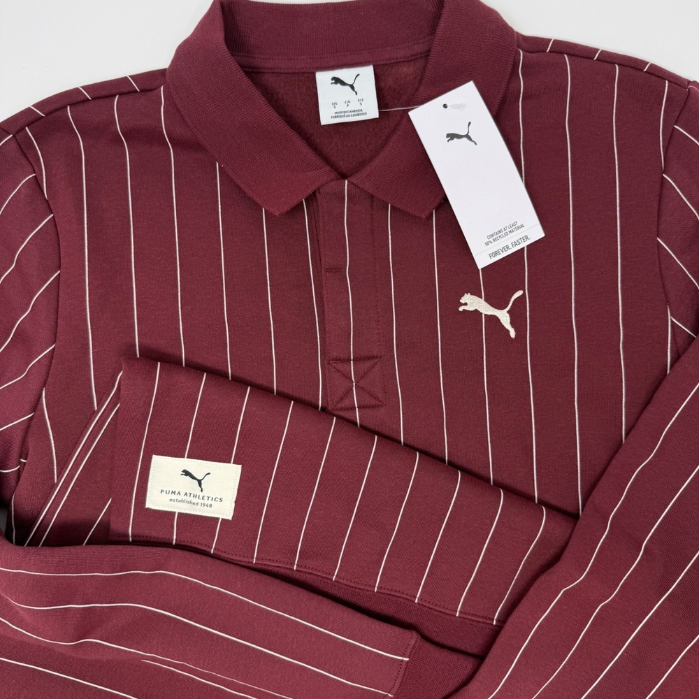 Puma Class Polo‎ FL Men's Ruby Shimmer Pinstripe Sweatshirt Size Small NEW